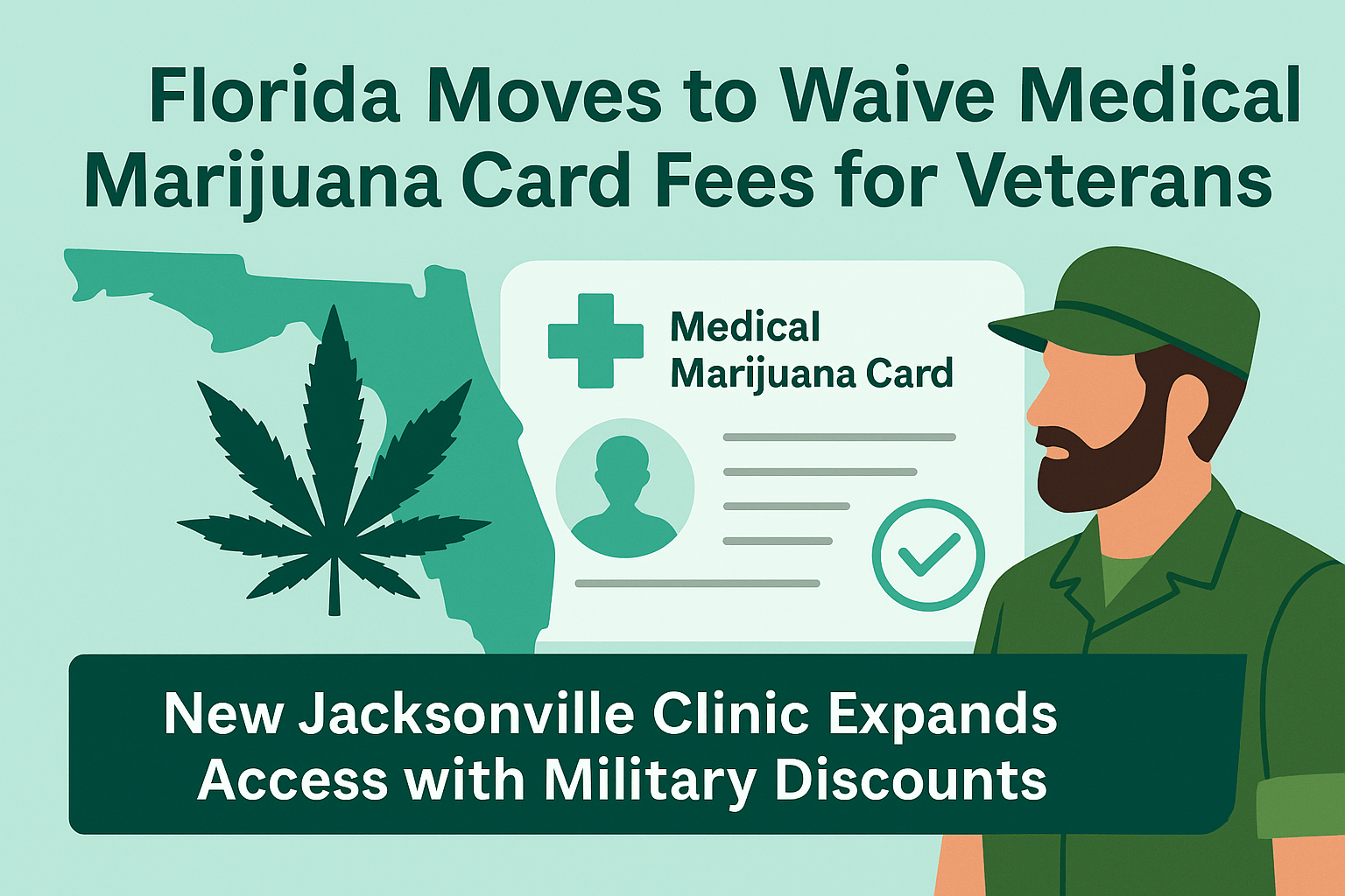 Illustration of Florida medical marijuana card fee waiver for veterans with military discounts at Jacksonville clinic