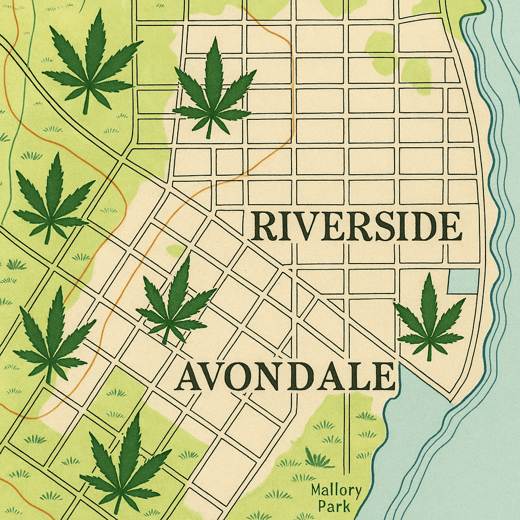 vintage map riverside avondale marijuana doctor